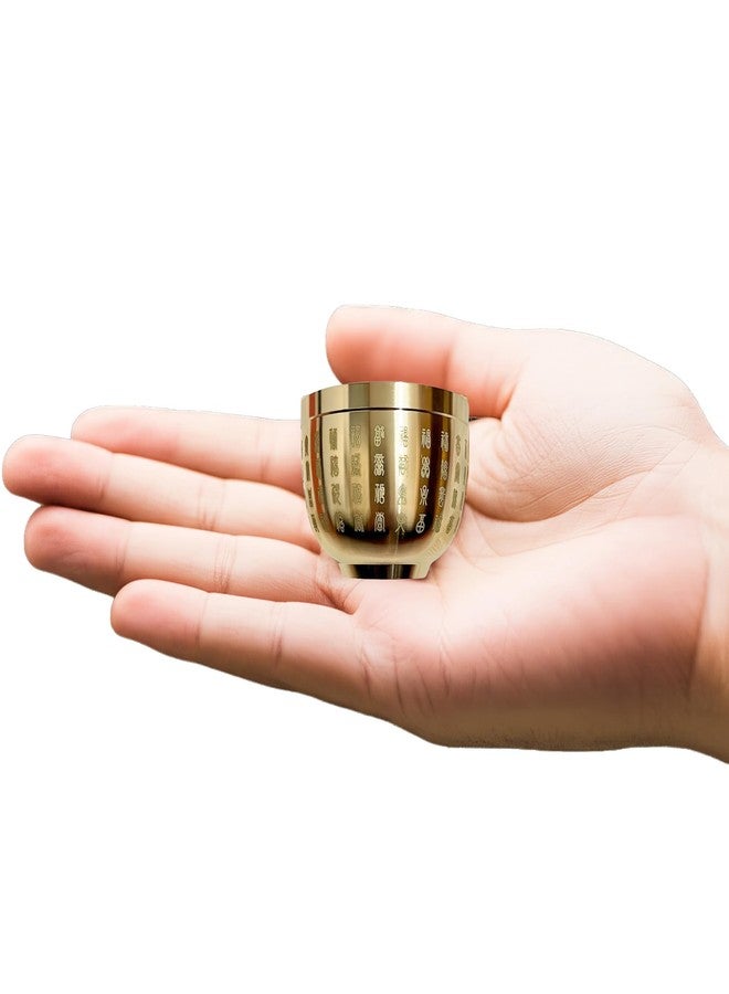 Chiorgone Solid Brass Chinese Hundred Fu Good Luck Cup - Golden Engraved Decorative Bowl Ashtray - Feng Shui Desktop Ornament (Blessings & Fortune) - Image 2